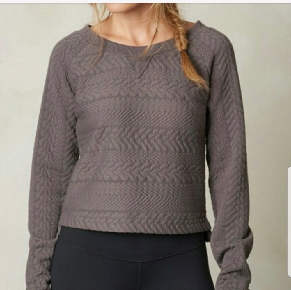 PrAna Muted Truffle Textured Dimension Crop Top